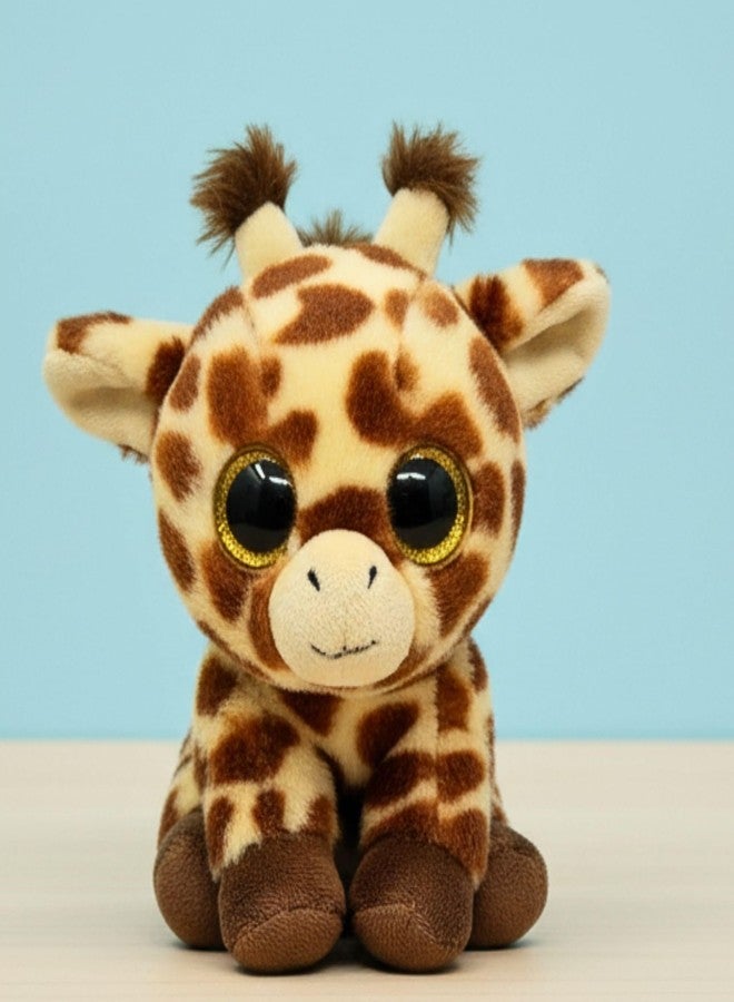 Tickles Cute Sitting Giraffe Glitter Eyes Soft Stuffed Plush Animal Toy for Kids Boys & Girls Birthday Gift (Color: Yellow & Brown Size: 20 cm) - Image 1
